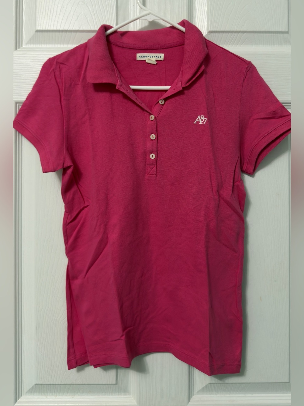 Aeropostale Women's Hot Pink Polo Button-Down Shirt